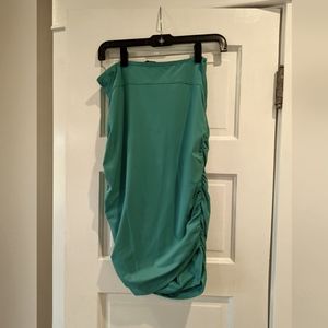 Teal ruched pencil skirt